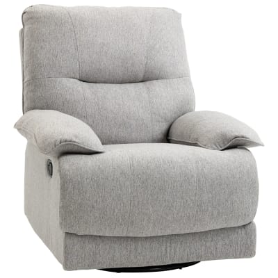 Fauteuil relax repose-pied ajustable tissu aspect lin gris clair