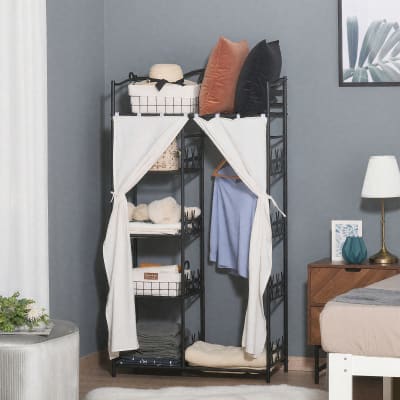 Armoire penderie 5 étagères métal noir