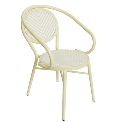 Chaise de terrasse style bistrot parisien aluminium et rotin beige