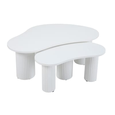 Tables basses gigognes en mélaminé blanc