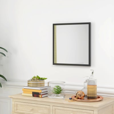 Miroir mural carré 50x50cm cadre bois noir