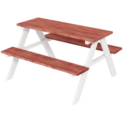 Table de pique-nique pour enfants 2 bancs bois massif marron et blanc