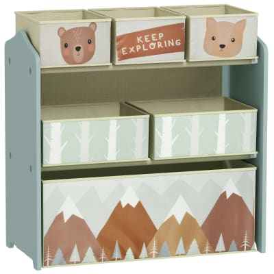 Meuble de rangement enfant 6 boîtes amovibles tissu non tissé vert