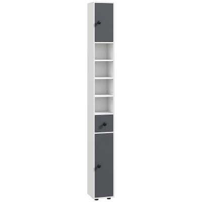 Meuble colonne salle de bain armoire haute colonne fine en bois gris
