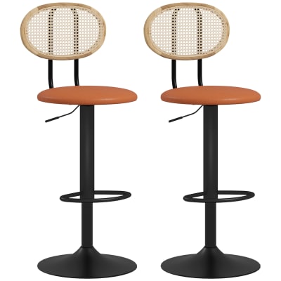 Tabourets de bar hauteur réglable bois revêtement synthétique marron