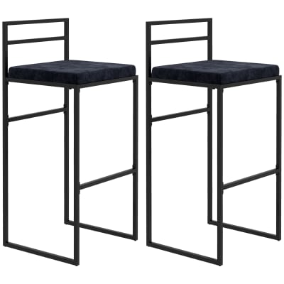 Tabourets de bar hauteur 74 cm structure acier noir