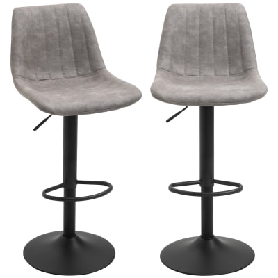 Tabourets de bar hauteur réglable métal gris