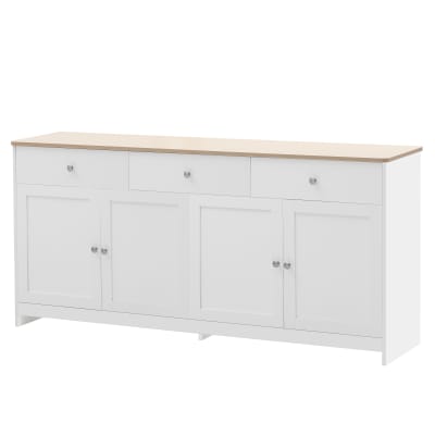 Buffet Bas Scandinave 3 Tiroirs et 4 Portes Blanc