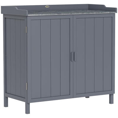 Armoire rangement jardin double porte métal galvanisé gris