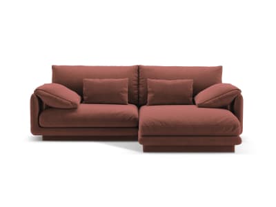 Canapé d'angle droit 3 places en velours cuir