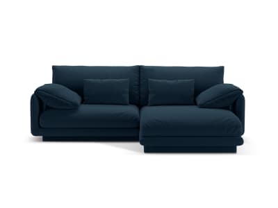 Canapé d'angle droit 3 places en tissu structurel bleu marine