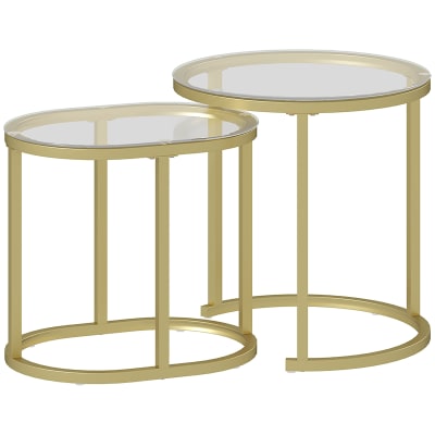 Tables basses gigognes acier et verre trempé transparent