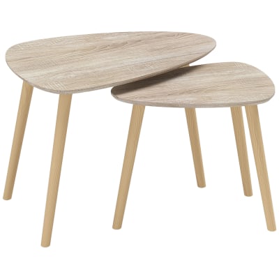 Nesting coffee tables scandinavian design wood natural finish