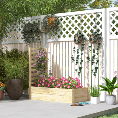 Jardinière carré potager treillis en bois effet bois naturel