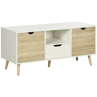 Meuble tv buffet bas avec 2 placards en bois 110x40x50 cm