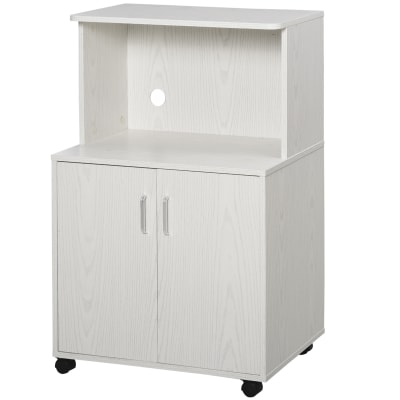 Chariot desserte micro-ondes placard 2 portes blanc