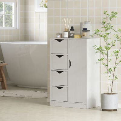 Buffet commode moderne 4 tiroirs bois blanc