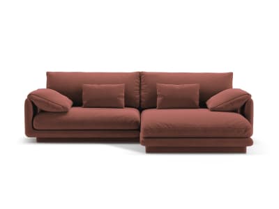 Canapé d'angle droit 4 places en velours cuir