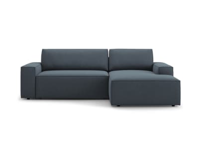 Canapé d'angle convertible avec coffre 3 places tissu structurel bleu