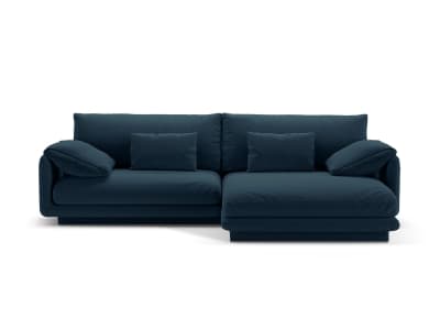 Canapé d'angle droit 4 places en tissu structurel bleu marine