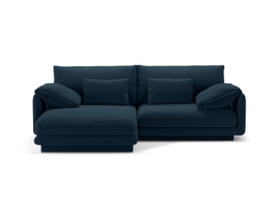 Canapé d'angle gauche 3 places en tissu structurel bleu marine