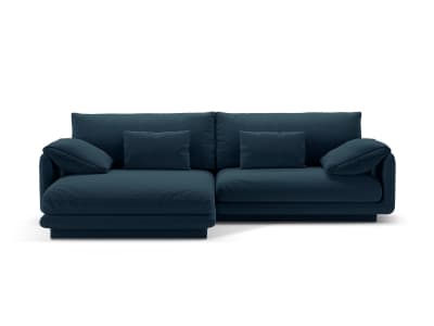 Canapé d'angle gauche 4 places en tissu structurel bleu marine