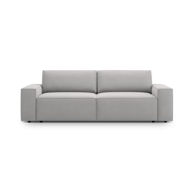 Canapé-lit coffre de rangement 3 places en tissu structurel gris clair
