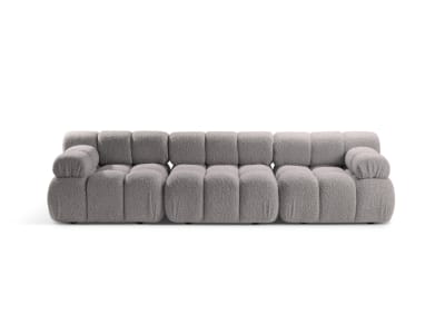 Canapé modulaire 3 places en bouclé gris clair