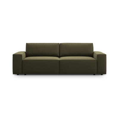 Canapé convertible avec coffre de rangement 3 places en velours vert