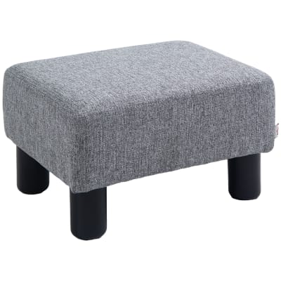 Pouf repose-pied capacité de charge 110 kg tissu de lin gris