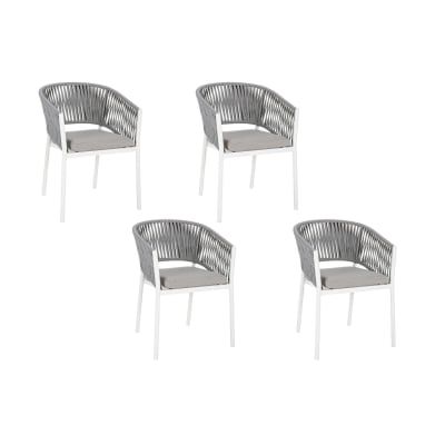 Lot de 4 fauteuils de jardin en métal et polypropylène blanc
