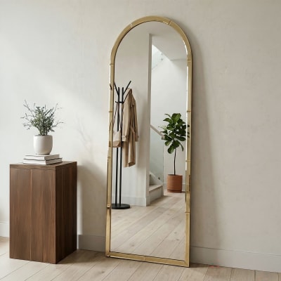 Miroir mural avec cadre en verre doré 55x2x150 cm