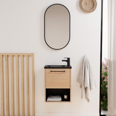 Ensemble lave-mains  avec niche et miroir ovale