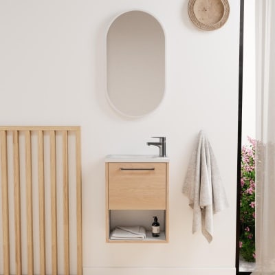 Ensemble meuble lave-mains + miroir