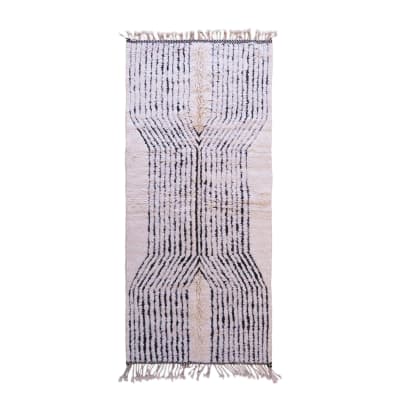 Tapis berbère marocain texturé en laine 134 x 290 cm