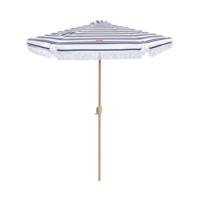 Grand Parasol de Jardin Rayé Polyester 235x270cm Bleu
