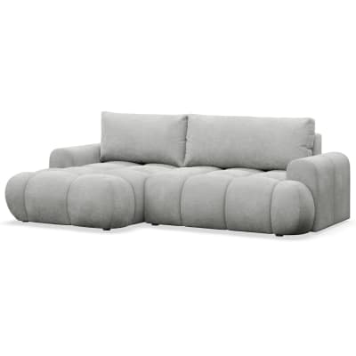 Canapé d'angle convertible en peluche gris clair côté gauche
