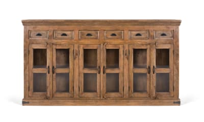 Grand buffet en bois de manguier avec portes sculptées à la main