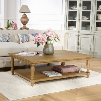 Grande basse rectangulaire style shabby chic en chêne marron