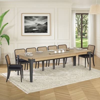 Table rectangulaire en chêne 1 rallonge 10/12 couverts noire