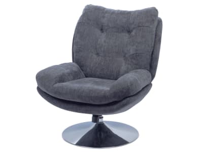 Fauteuil pivotant en tissu anthracite avec pied en métal chromé
