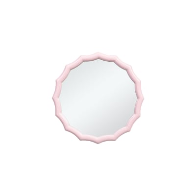 Miroir rond décoratif ondulé en bois rose h38