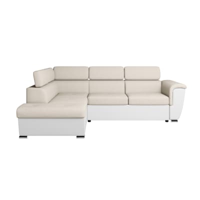 Canapé d'angle gauche convertible 4 places, tissu easy clean et simili