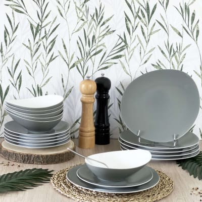 Assiette dessert en porcelaine gris