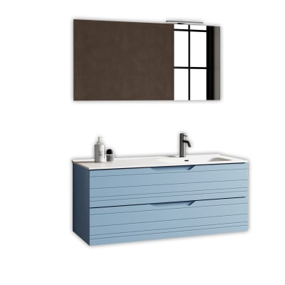 Composition salle de bain vasque droite 4 pièces en MDF bleu Tiffany