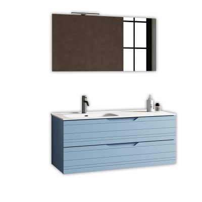 Composition salle de bain vasque gauche 4 pièces en MDF bleu Tiffany