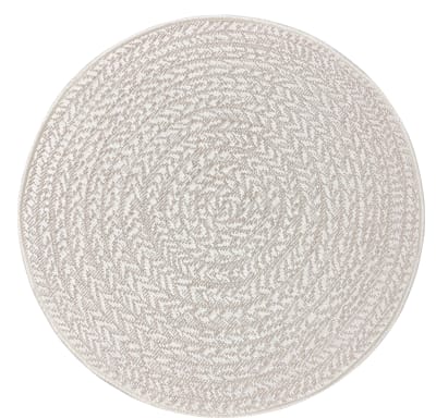 Tapis extérieur jute optique intempéries - crème - 160 cm, rond