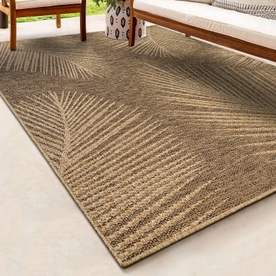 Tapis extérieur jute optique palmier - nature - 120 x 170 cm