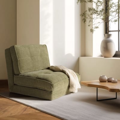 Chauffeuse convertible 1 place en tissu couleur vert