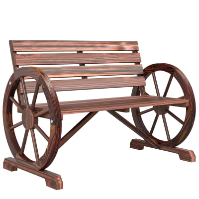 Banc de jardin 3 places rustique chic bois sapin traité carbonisation
